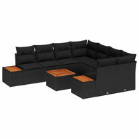vidaXL Conjunto de Sofá de Jardim 9 pcs Preto Rattan Sintético