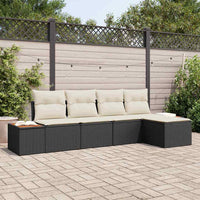 vidaXL Conjunto de Sofá de Jardim 5 pcs Preto Rattan Sintético