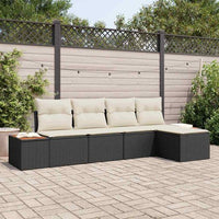 vidaXL Conjunto de Sofá de Jardim 5 pcs Preto Rattan Sintético