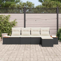 vidaXL Conjunto de Sofá de Jardim 5 pcs Preto Rattan Sintético