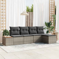 vidaXL Conjunto de Sofá de Jardim 5 pcs Preto Rattan Sintético
