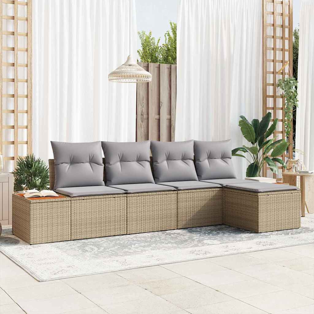 vidaXL Conjunto de Sofá de Jardim 5 pcs Preto Rattan Sintético