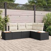 vidaXL Conjunto de Sofá de Jardim 5 pcs Preto Rattan Sintético