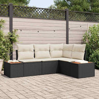 vidaXL Conjunto de Sofá de Jardim 5 pcs Preto Rattan Sintético