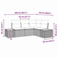 vidaXL Conjunto de Sofá de Jardim 5 pcs Preto Rattan Sintético