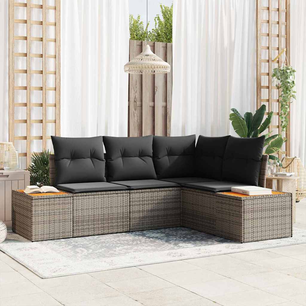 vidaXL Conjunto de Sofá de Jardim 5 pcs Preto Rattan Sintético
