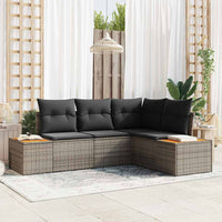 vidaXL Conjunto de Sofá de Jardim 5 pcs Preto Rattan Sintético