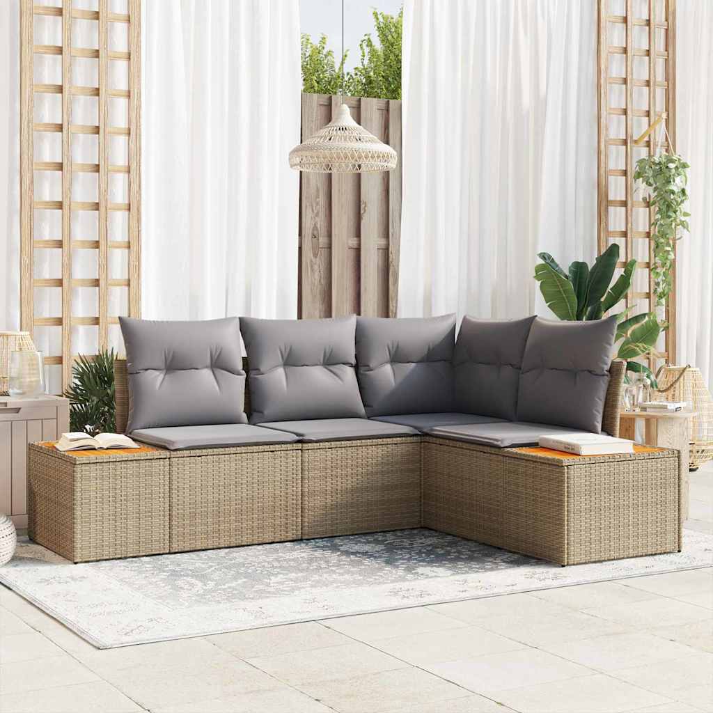 vidaXL Conjunto de Sofá de Jardim 5 pcs Preto Rattan Sintético