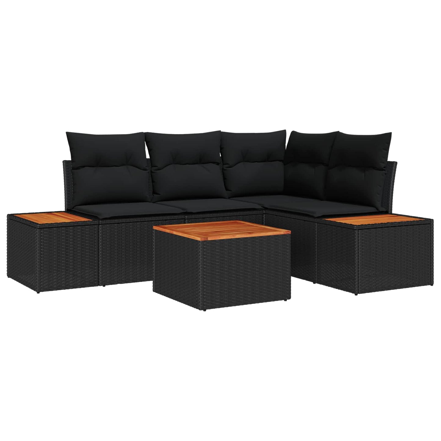 vidaXL Conjunto de Sofá de Jardim 5 pcs Preto Rattan Sintético