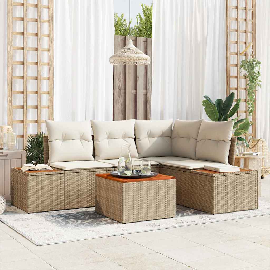 vidaXL Conjunto de Sofá de Jardim 5 pcs Preto Rattan Sintético