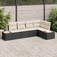 vidaXL Conjunto de Sofá de Jardim 5 pcs Preto Rattan Sintético