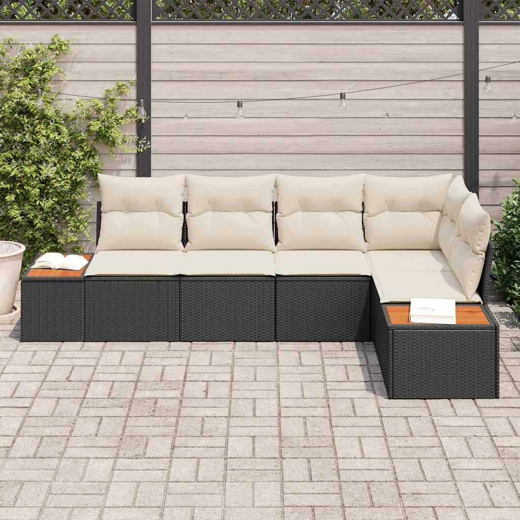 vidaXL Conjunto de Sofá de Jardim 5 pcs Preto Rattan Sintético