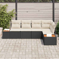 vidaXL Conjunto de Sofá de Jardim 5 pcs Preto Rattan Sintético