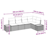 vidaXL Conjunto de Sofá de Jardim 5 pcs Preto Rattan Sintético