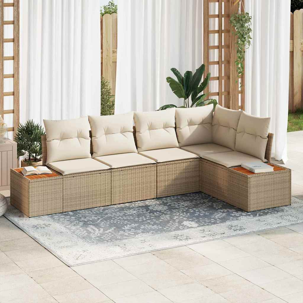 vidaXL Conjunto de Sofá de Jardim 5 pcs Preto Rattan Sintético