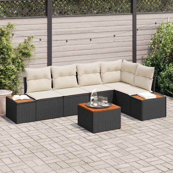 vidaXL Conjunto de Sofá de Jardim 5 pcs Preto Rattan Sintético
