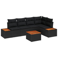 vidaXL Conjunto de Sofá de Jardim 5 pcs Preto Rattan Sintético