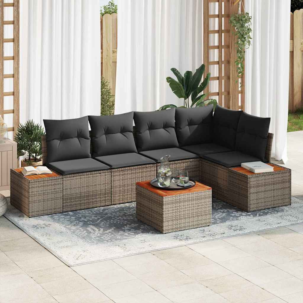 vidaXL Conjunto de Sofá de Jardim 5 pcs Preto Rattan Sintético