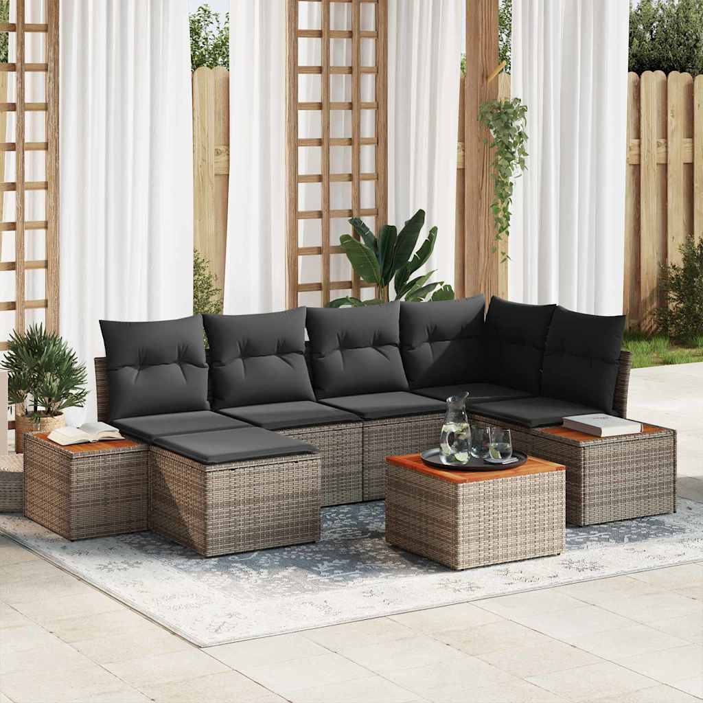 vidaXL Conjunto de Sofá de Jardim com almofada 6 pcs Preto vime PE