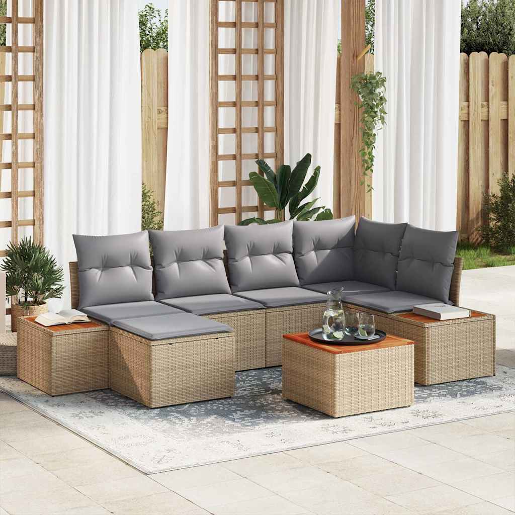 vidaXL Conjunto de Sofá de Jardim com almofada 6 pcs Preto vime PE