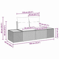 vidaXL Conjunto de Sofá de Jardim com almofada 7 pcs Preto vime PE