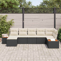 vidaXL Conjunto de Sofá de Jardim com almofada 7 pcs Preto vime PE