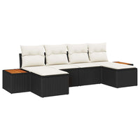 vidaXL Conjunto de Sofá de Jardim com almofada 6 pcs Preto vime PE