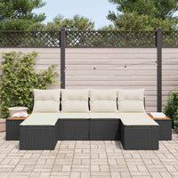 vidaXL Conjunto de Sofá de Jardim com almofada 6 pcs Preto vime PE