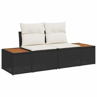 vidaXL Conjunto de Sofá de Jardim com almofada 6 pcs Preto vime PE