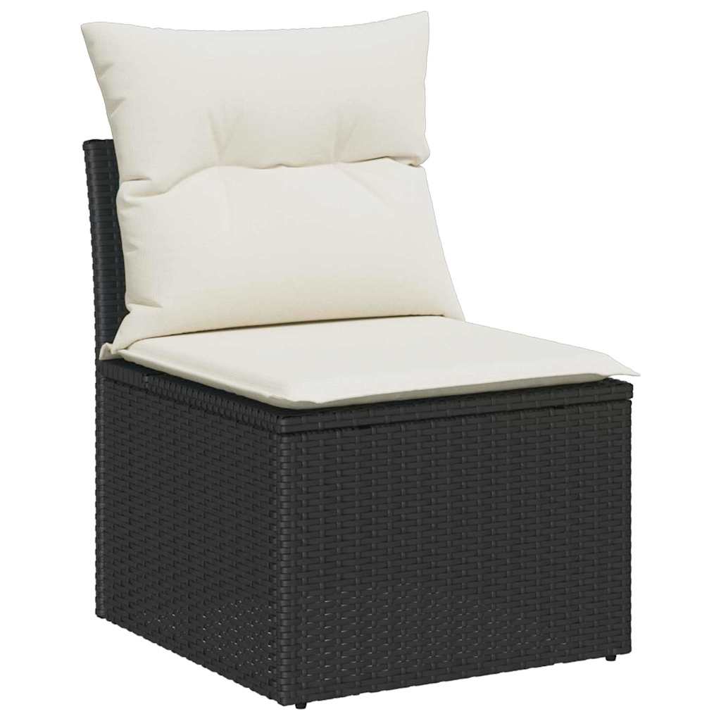 vidaXL Conjunto de Sofá de Jardim com almofada 6 pcs Preto vime PE