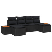 vidaXL Conjunto de Sofá de Jardim com almofada 6 pcs Preto vime PE