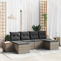 vidaXL Conjunto de Sofá de Jardim com almofada 6 pcs Preto vime PE