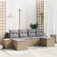 vidaXL Conjunto de Sofá de Jardim com almofada 6 pcs Preto vime PE
