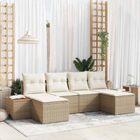 vidaXL Conjunto de Sofá de Jardim com almofada 6 pcs Preto vime PE