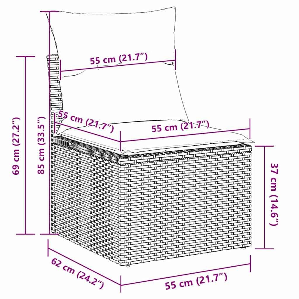 vidaXL Conjunto de Sofá de Jardim 8 pcs Preto Rattan Sintético