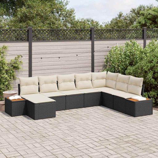 vidaXL Conjunto de Sofá de Jardim 8 pcs Preto Rattan Sintético