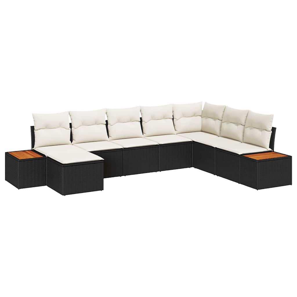 vidaXL Conjunto de Sofá de Jardim 8 pcs Preto Rattan Sintético