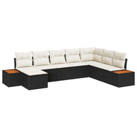 vidaXL Conjunto de Sofá de Jardim 8 pcs Preto Rattan Sintético