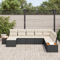 vidaXL Conjunto de Sofá de Jardim 8 pcs Preto Rattan Sintético