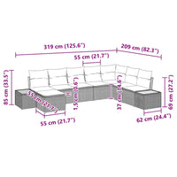vidaXL Conjunto de Sofá de Jardim 8 pcs Preto Rattan Sintético