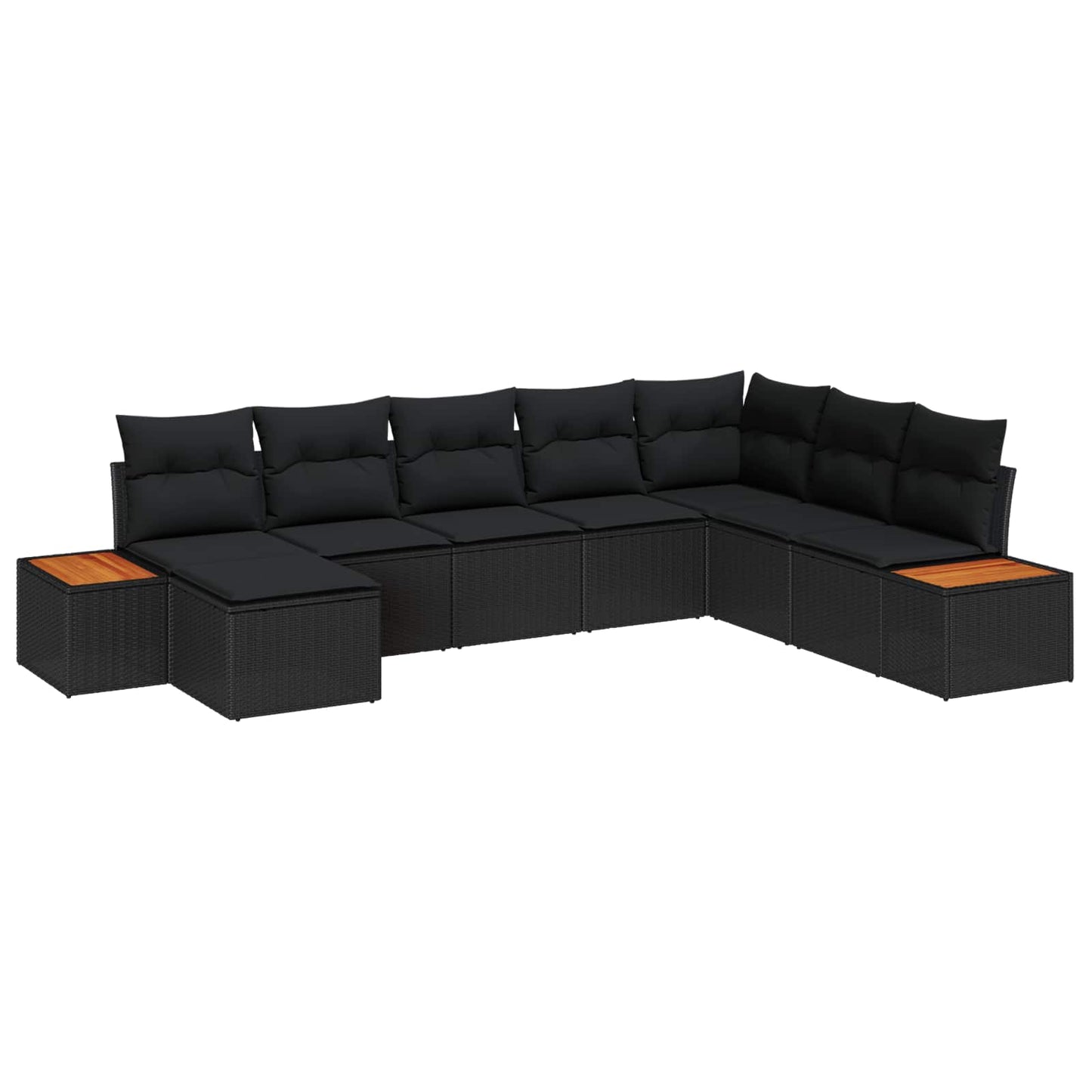 vidaXL Conjunto de Sofá de Jardim 8 pcs Preto Rattan Sintético