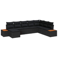 vidaXL Conjunto de Sofá de Jardim 8 pcs Preto Rattan Sintético