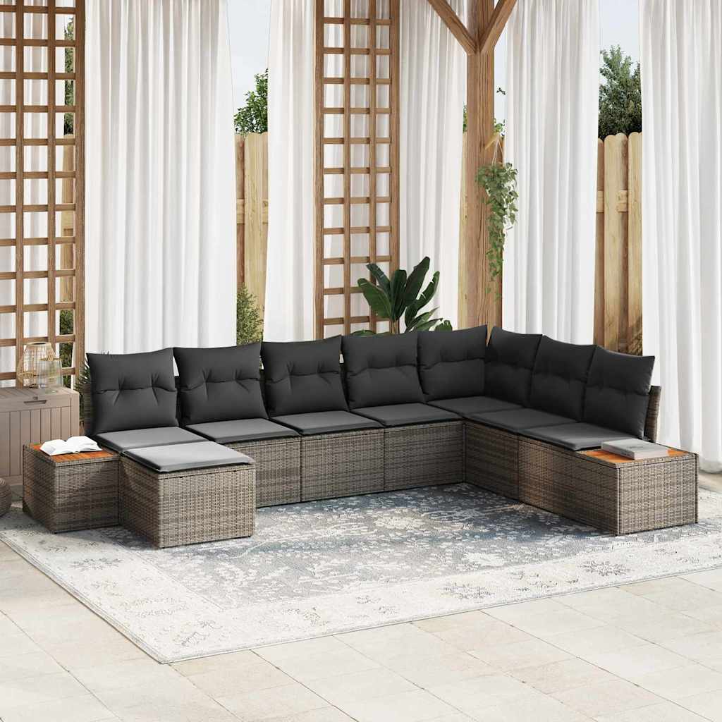 vidaXL Conjunto de Sofá de Jardim 8 pcs Preto Rattan Sintético