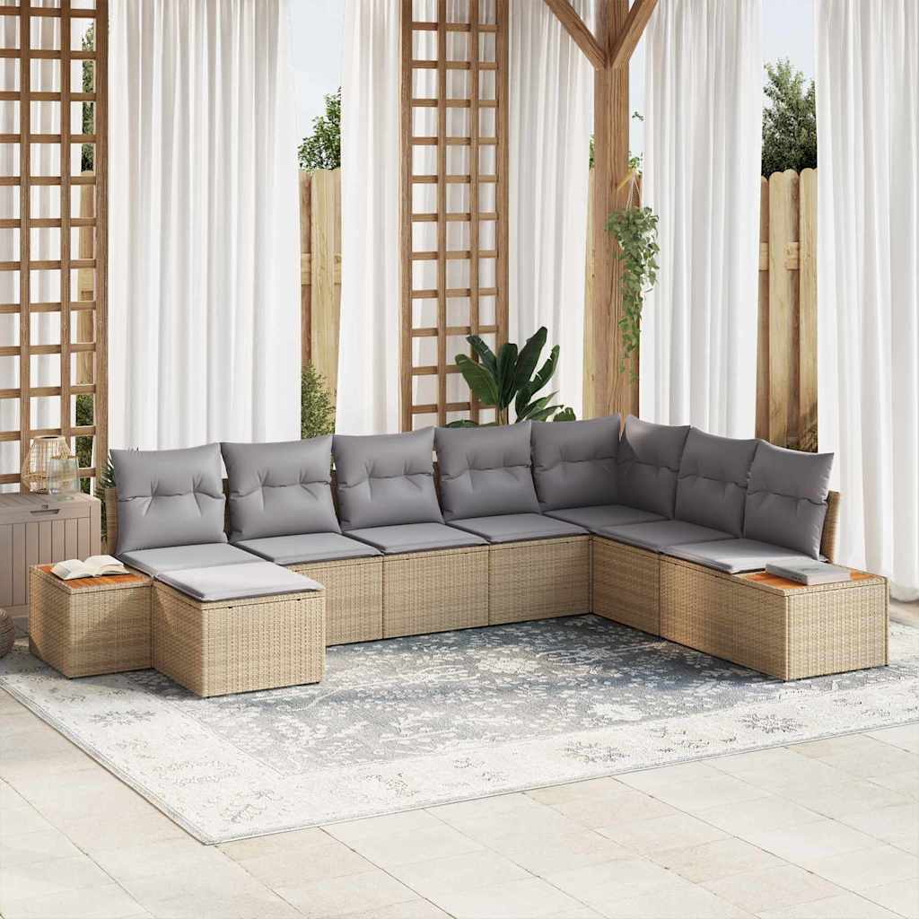 vidaXL Conjunto de Sofá de Jardim 8 pcs Preto Rattan Sintético