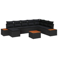 vidaXL Conjunto de Sofá de Jardim 8 pcs Preto Rattan Sintético