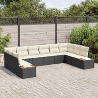vidaXL Conjunto de Sofá de Jardim 10 pcs Preto Rattan Sintético