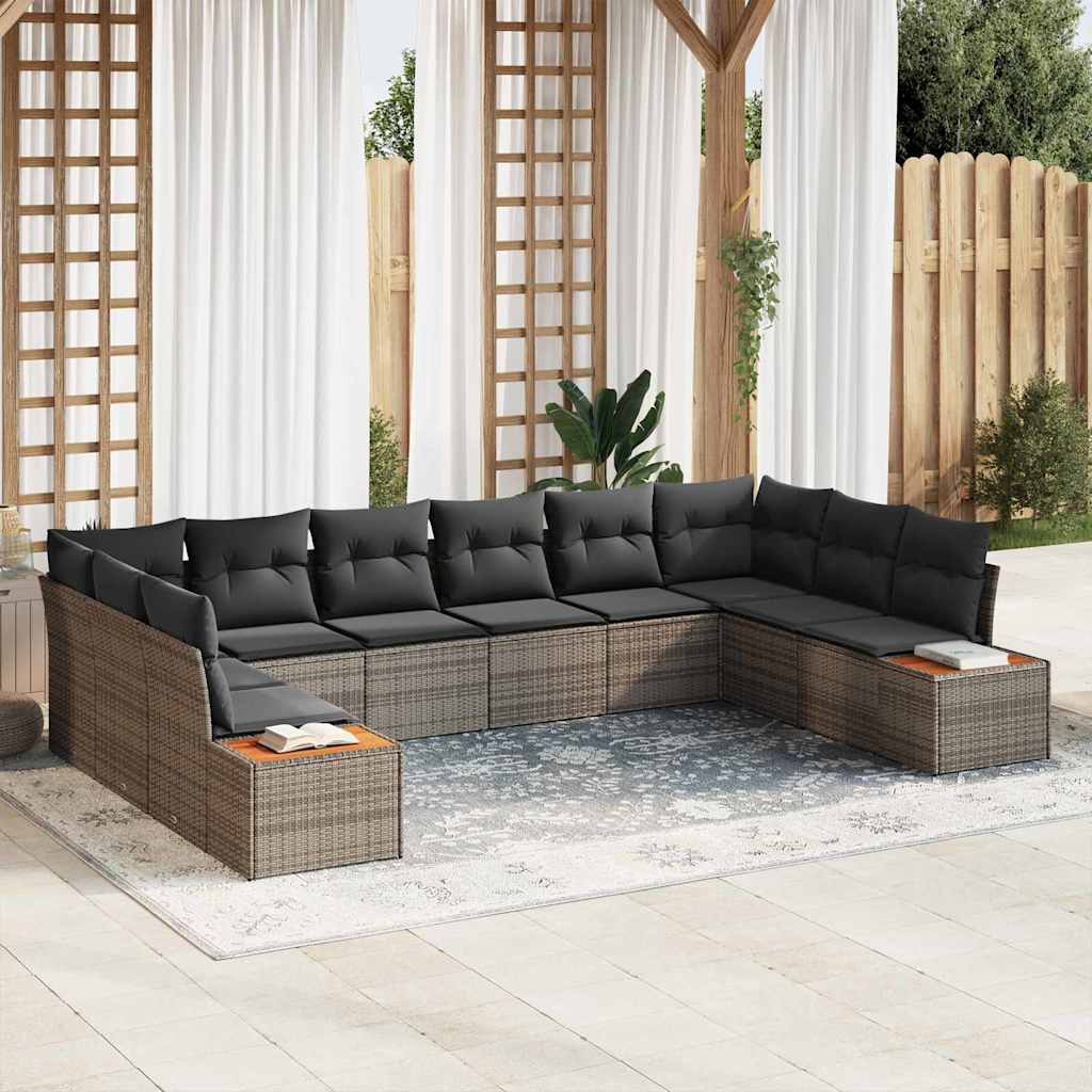 vidaXL Conjunto de Sofá de Jardim 10 pcs Preto Rattan Sintético