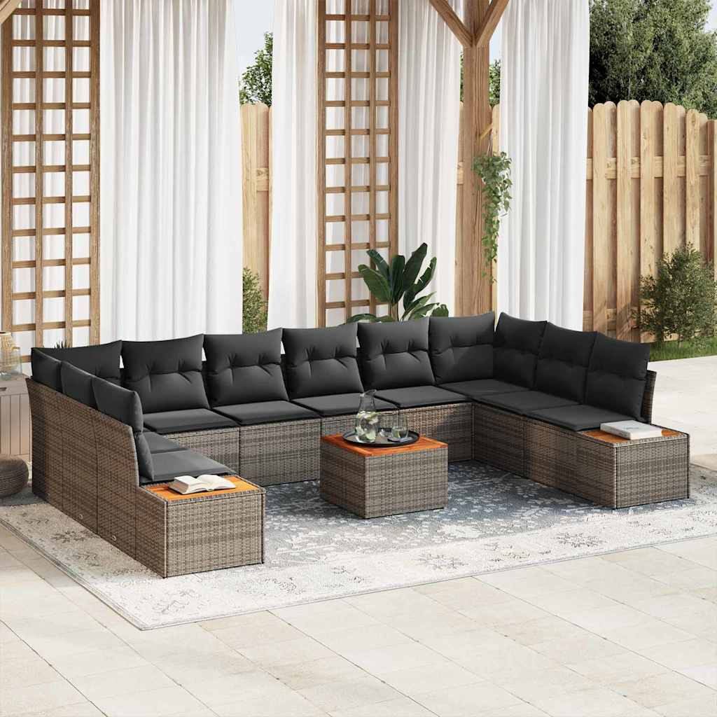 vidaXL Conjunto de Sofá de Jardim 10 pcs Preto Rattan Sintético