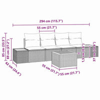 vidaXL Conjunto de Sofá de Jardim 5 pcs Preto Rattan Sintético