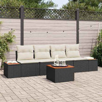 vidaXL Conjunto de Sofá de Jardim 5 pcs Preto Rattan Sintético